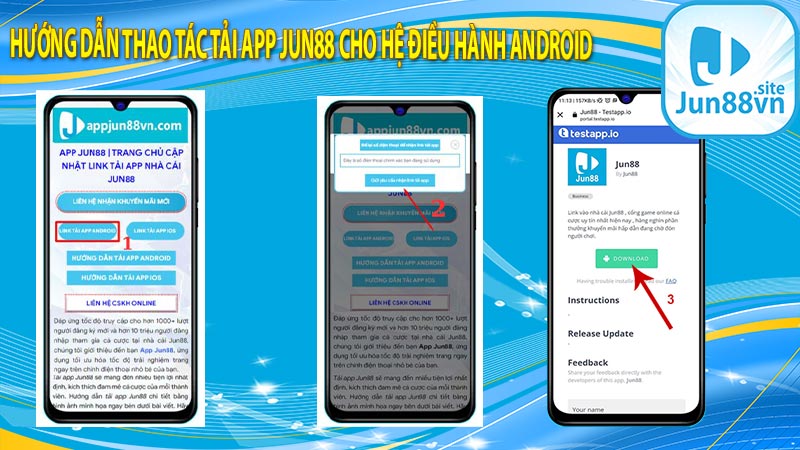 Hướng dẫn thao tác tải app Jun88 cho hệ điều hành Android